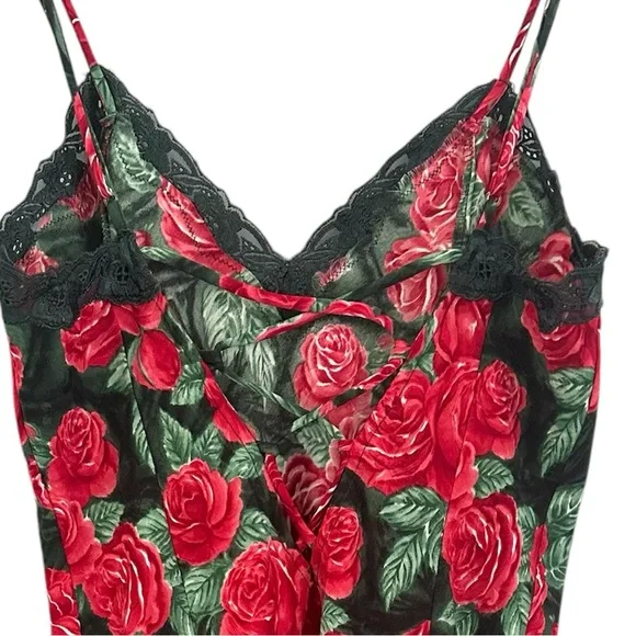 🌹Victoria’s Secret Gold Label Vintage 90’s Rose Satin Slip Mini Dress Small - Picture 2 of 6